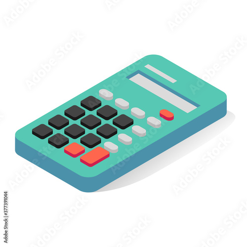 Calculator isometric icon. Electronic device for office, school. Equipment for calculating numbers.