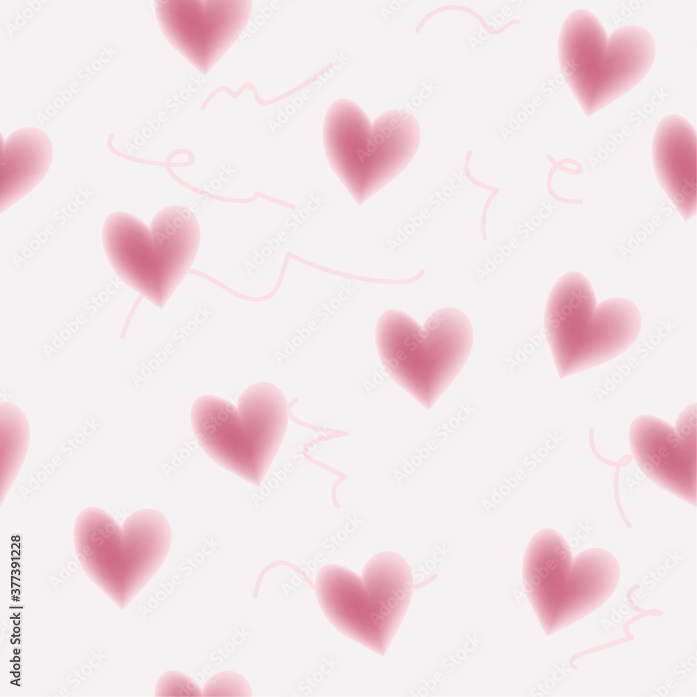 seamless hearts background vector, soft pink