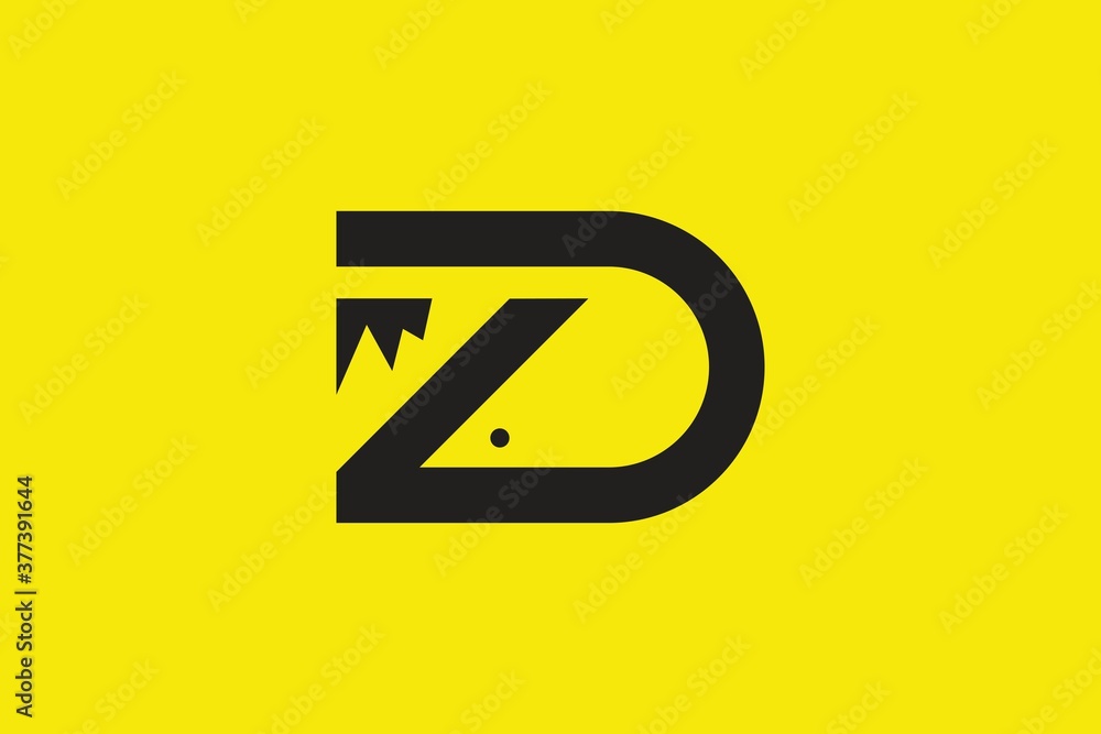 ZD Z D Letter Logo Design in Black Colors on yellow background. Creative Modern Letters Vector Icon Logo Illustration. ZD Z D Letter Logo Design in Black Colors on yellow background. Creative Modern Letters Vector Icon Logo Illustration.