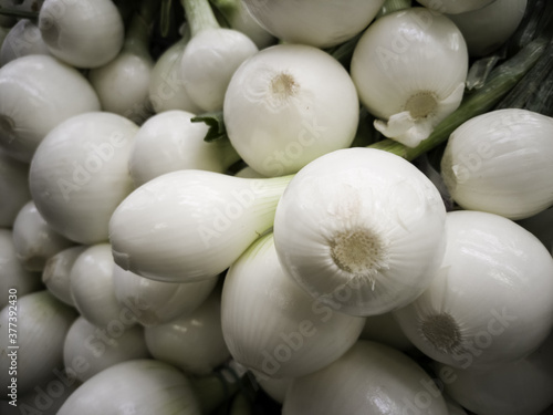 Ecological onions in a market