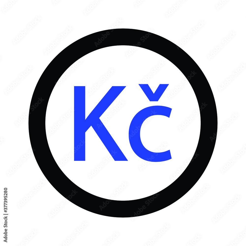 Czech Koruna coin monochrome black and white icon. Current currency symbol Czech Koruna coin monochrome black and white icon. Current currency symbol