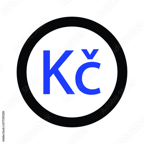 Czech Koruna coin monochrome black and white icon. Current currency symbol
