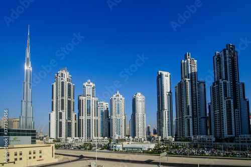DUBAI -MAY 11:Down town - group of buildings in Dubai down town, part of Business crossing project . 11 May 2017 , Dubai, UAE. © manowar1973