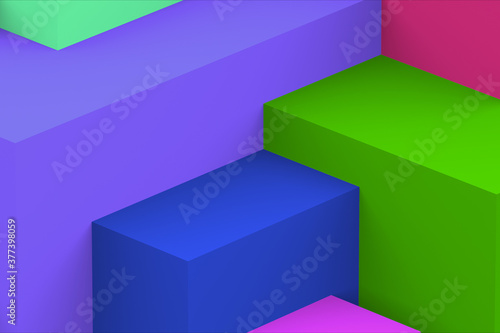 Fototapeta Naklejka Na Ścianę i Meble -  Abstract geometric cubic colorful background. isometric 3d render.