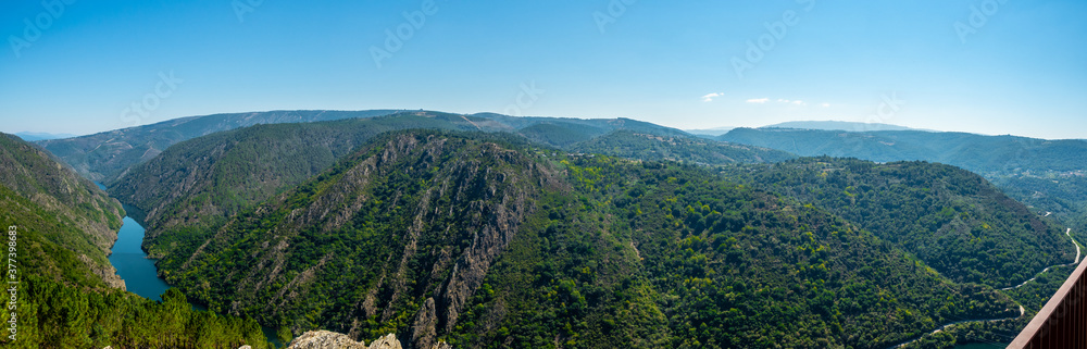 Panoramic view of Duque viewpoint in Ribeira Sacra in Lugo - Galicia - Spain