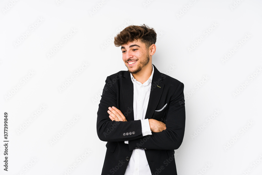 Young arabian business man isolated laughing and having fun. Young arabian business man isolated laughing and having fun.
