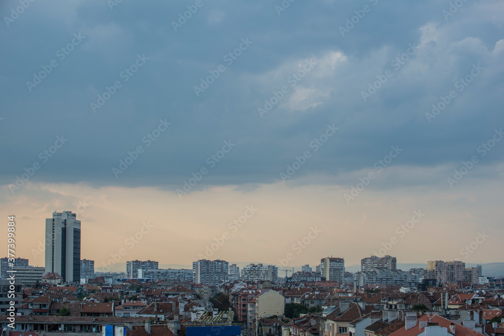 Panoramic view of Sofia's soviet era residential blocked houses district