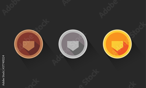 Flat vectors set game rank illustration design. Bronze, silver and golden medal award
