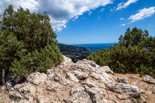 Beautiful natural landscape on Mount Koshka, a landmark in Crimea