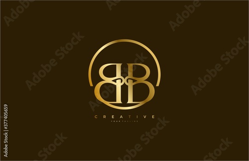 simple initial BB monogram serif circle gold style logo