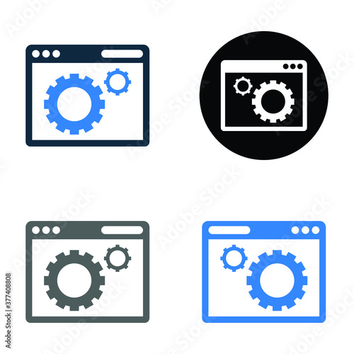 Browser, gear, web page icon.