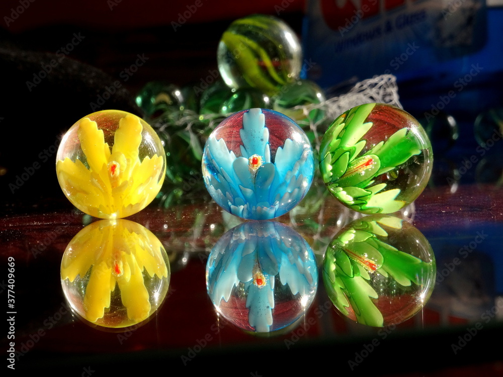 colorful glass marbles