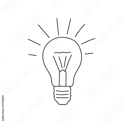 Vector light bulb hand drawn, doodle. Vector EPS 10