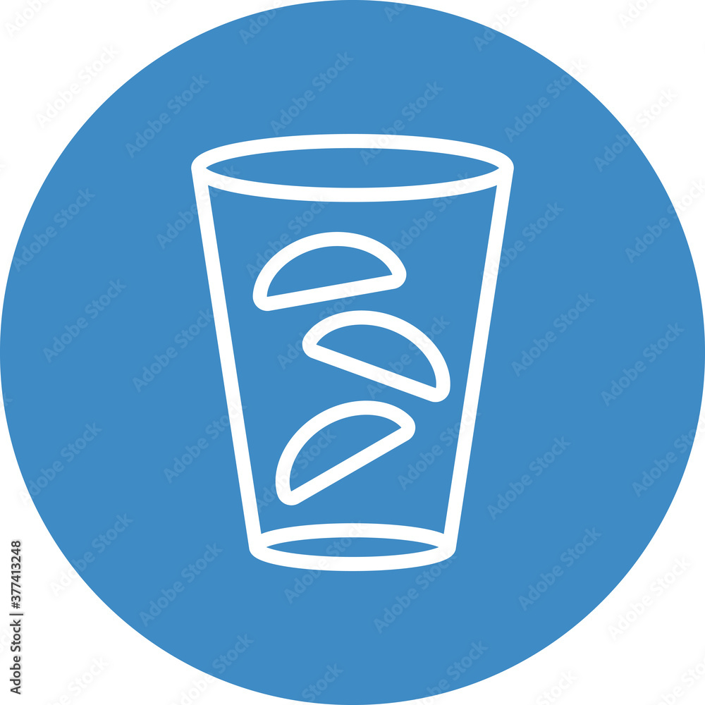 Glass Of Crescent Ice Cubes Outline Icon