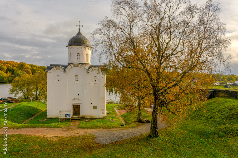 The church George in the fortress in the village of Staraya Ladoga.
