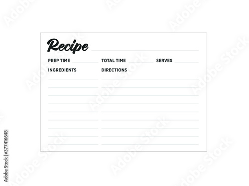 Recipe Card, Recipe Note, Grandma's Recipe Card, Mom's Recipe Card Vector Illustration Background