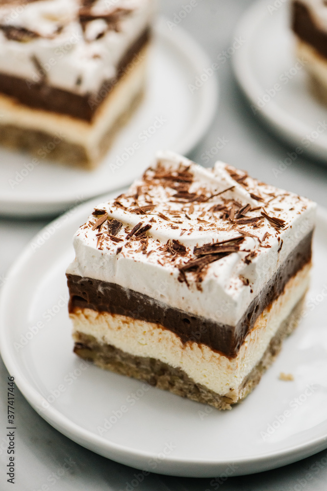 Layered chocolate pudding dessert Layered chocolate pudding dessert