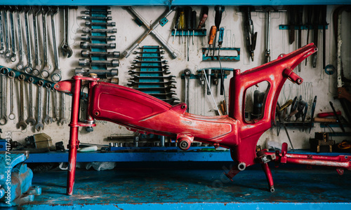 Vintage motorbike chassis