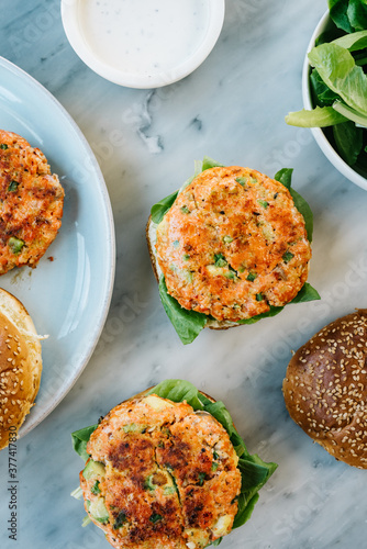 Salmon avocado burgers