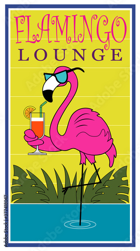 A Flamingo bird with a cold drink.