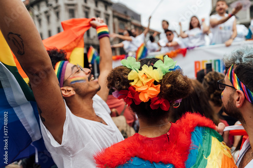 Joyful Gay Pride Crowd