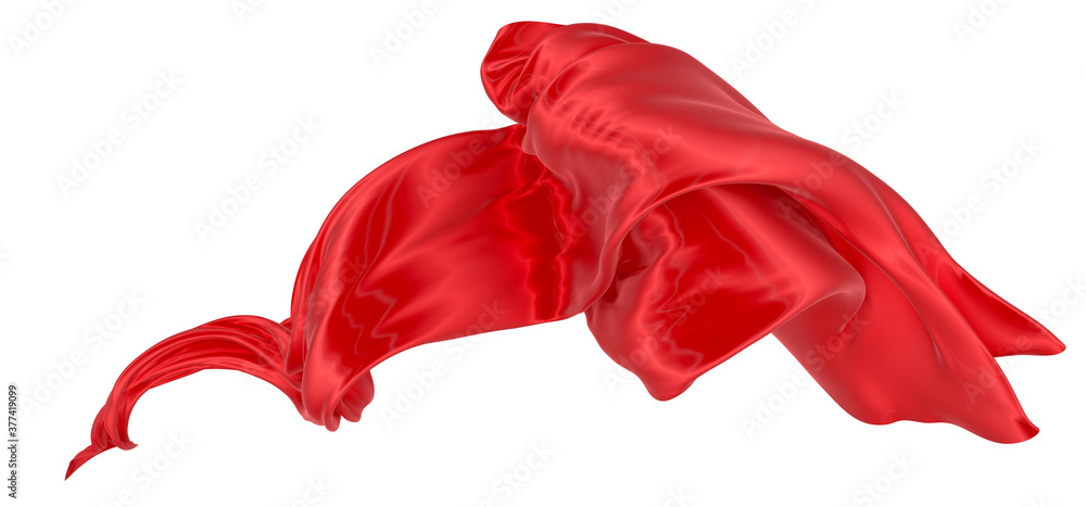 Beautiful flowing fabric of red wavy silk or satin. 3d rendering image. Beautiful flowing fabric of red wavy silk or satin. 3d rendering image.