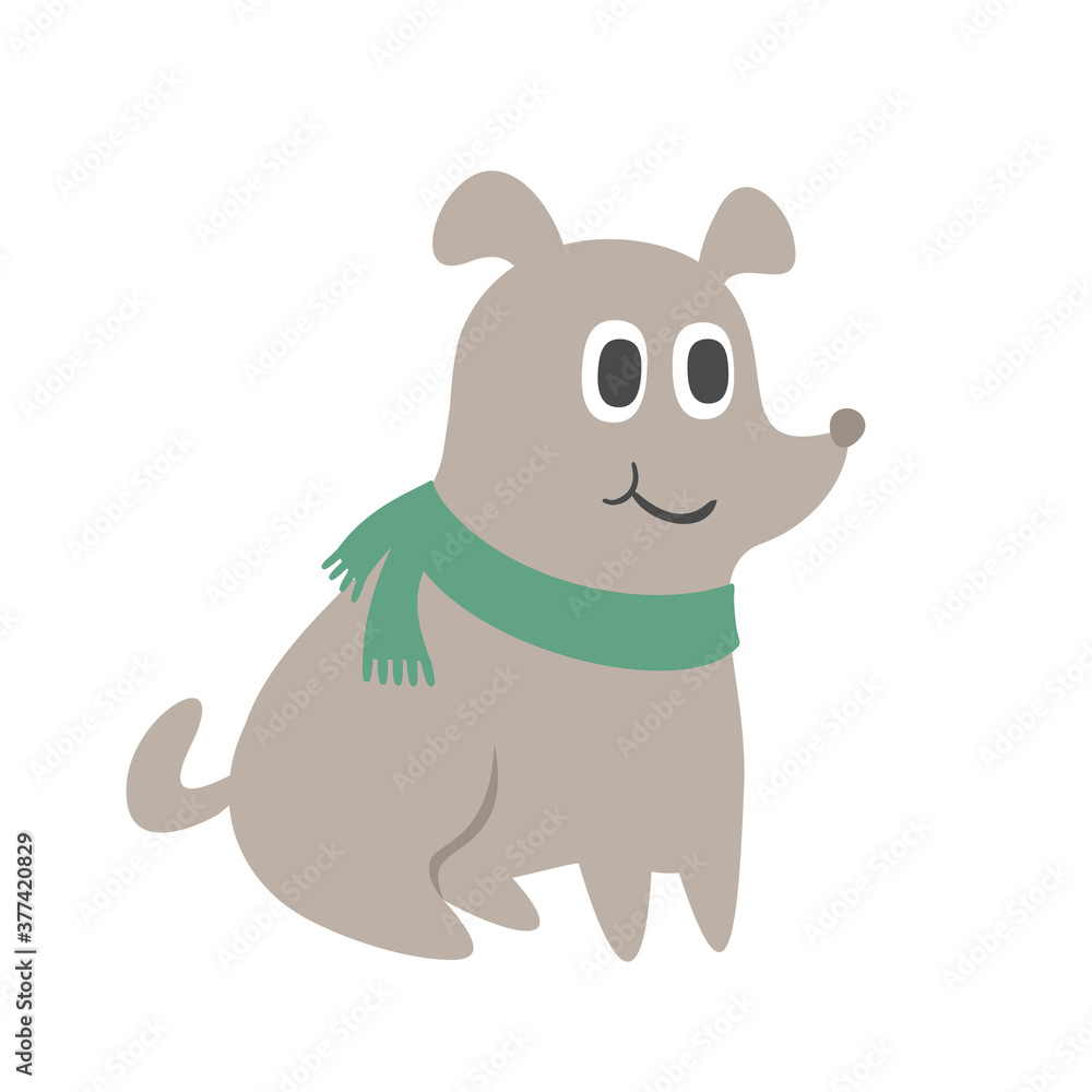 Design of funny dog with scarf Design of funny dog with scarf