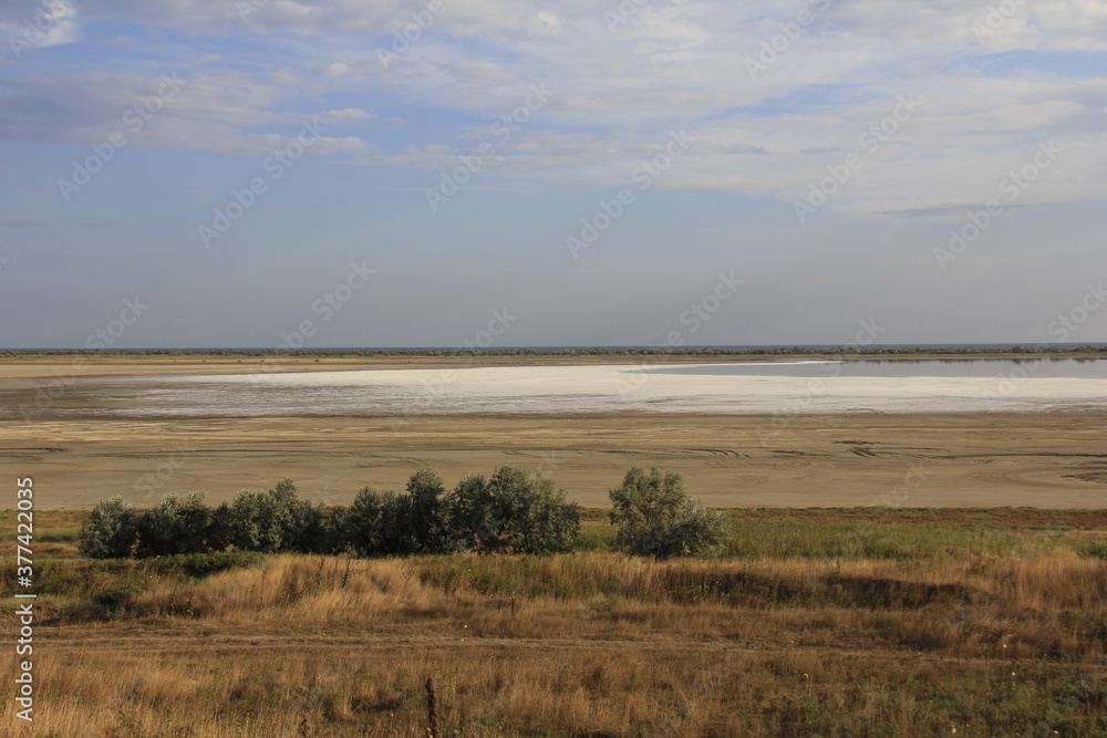 Landscape with dried salt lake