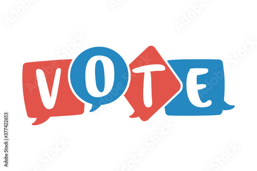 Vote Text Bubble Vector Illustration Background