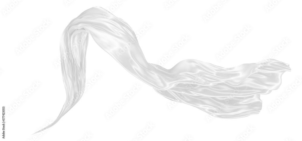 Beautiful flowing fabric of white wavy silk or satin. 3d rendering image. Beautiful flowing fabric of white wavy silk or satin. 3d rendering image.