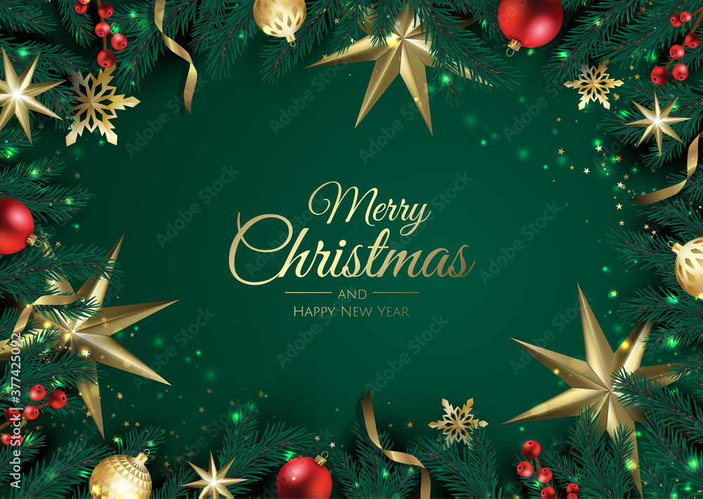 Merry Christmas background with christmas element. Vector illustration - obrazy, fototapety, plakaty 