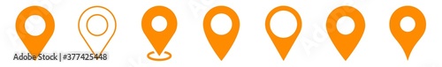 Location Pin Icon Orange | Map Marker Illustration | Destination Symbol | Pointer Logo | Position Sign | Isolated | Variations