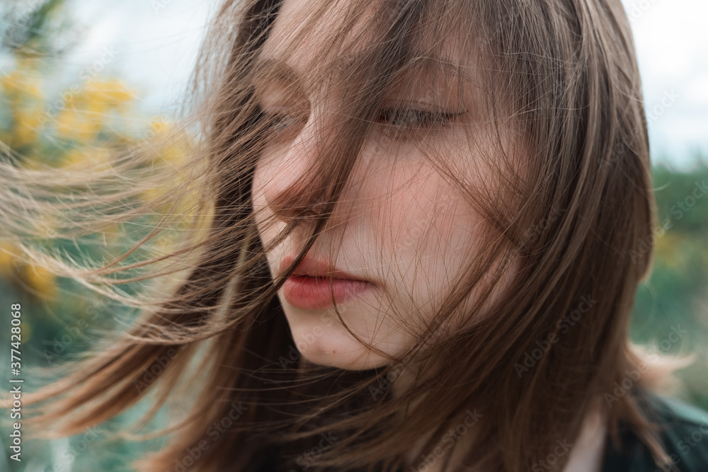 Face of a beautiful girl on a windy day Face of a beautiful girl on a windy day