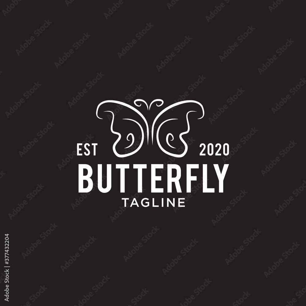 White butterfly logo design template