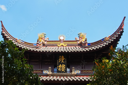 Bell pavilion in temple of king Asoka ningbo china
