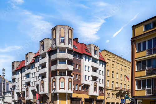 Building near the headquarters building for firefighters on Grodzka street in Stettin, Poland