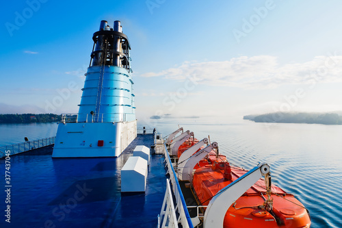 Photography Cruise ship cruising on Baltic Sea at Stockholm Archipelagos Sweden