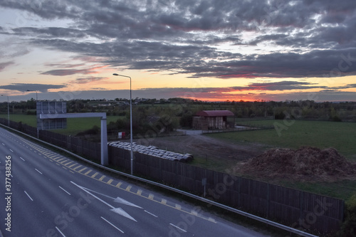 Sunset Over Empty Covid-19 Lockdown Highway  Kildare  Ireland