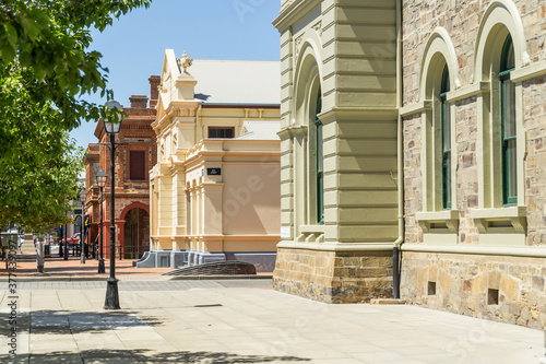 The streetscape of restored historic buildings of the maritime Port Adelaide photo