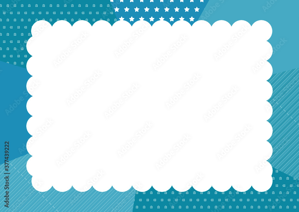 ポップなフレームイラスト　水色