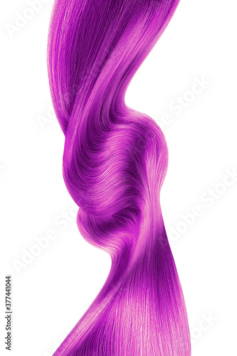 Swirled long pink hair isolated on white background