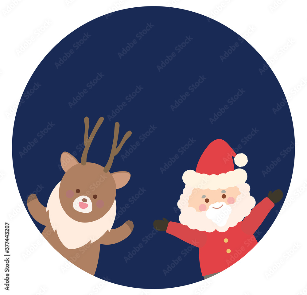 サンタクロースとトナカイのフレームイラスト Stock Vector Adobe Stock