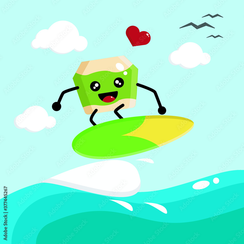 Obraz premium Cute Surfing Vacation