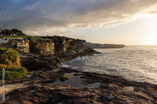 Cliff coastline view from Coogee, Sydney, Australia.