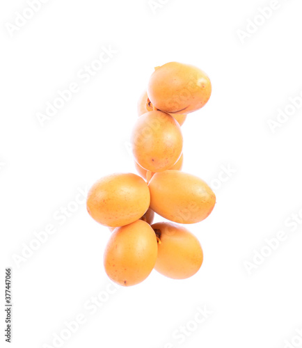 Date fruits isolated on white background.