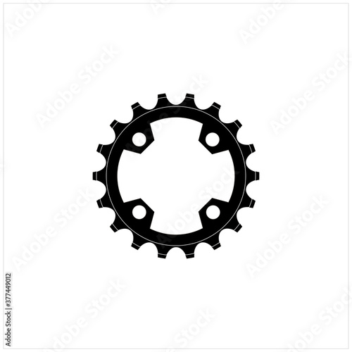 Black and White Wheel Front Gear Sprocket Cogs Chain Ring Bicycle Logo Design Clip Art