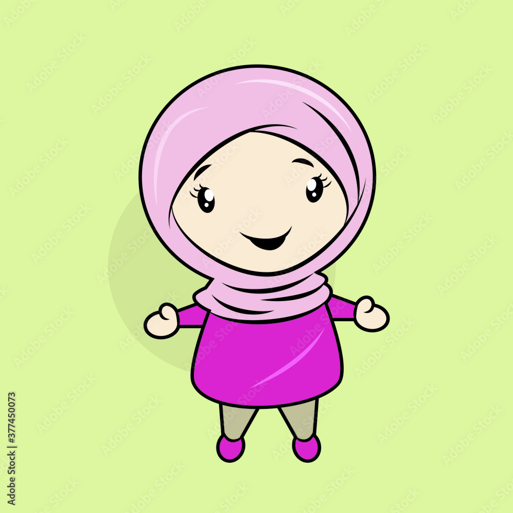 Cute Moeslem Girl vector character illustration Cute Moeslem Girl vector character illustration