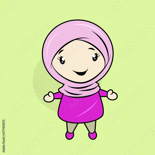 Cute Moeslem Girl vector character illustration