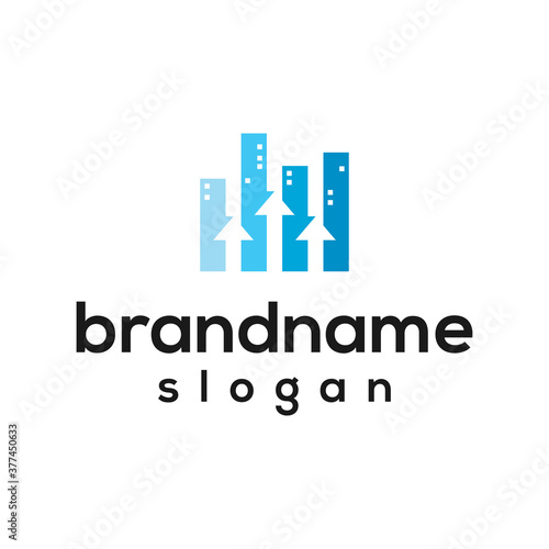 Building and statistic financial logo design vector