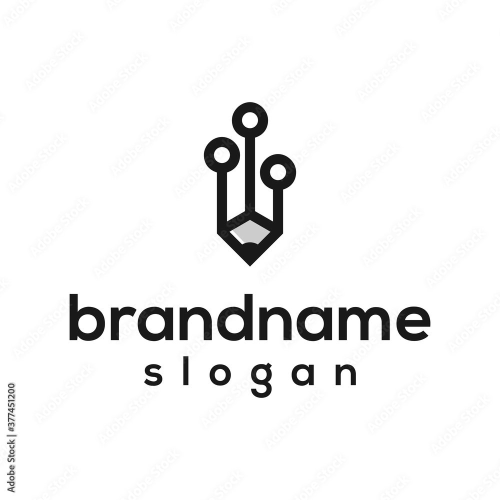 Pencil technology logo design vector Pencil technology logo design vector